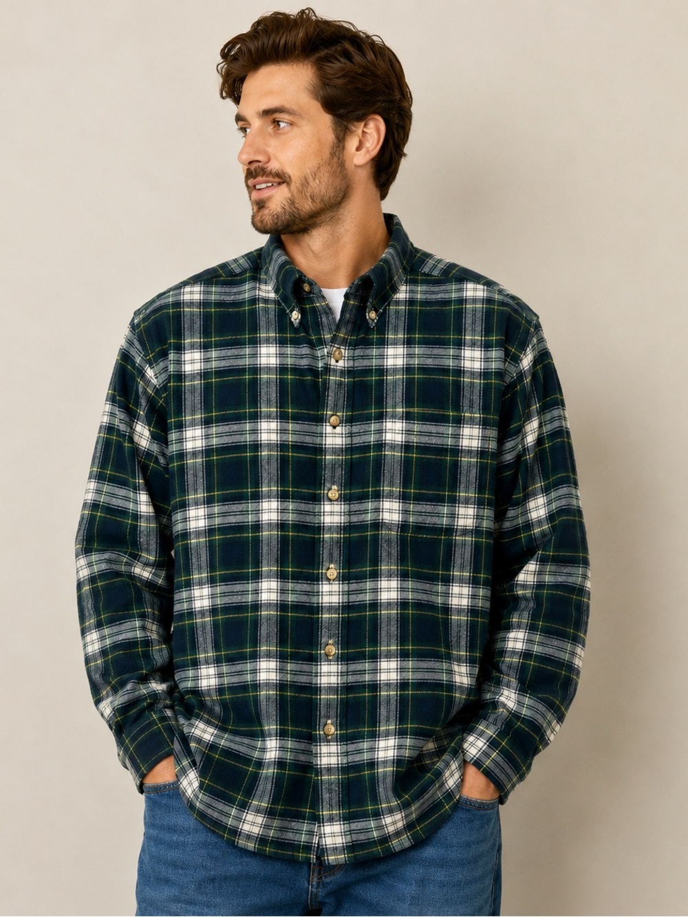 Salmon River Traders Green Plaid Flannel Shirt Mens XXL Outdoor CabinCore